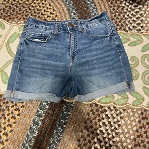 SO Women's Mid Blue Rolled Cuff Denim Shorts